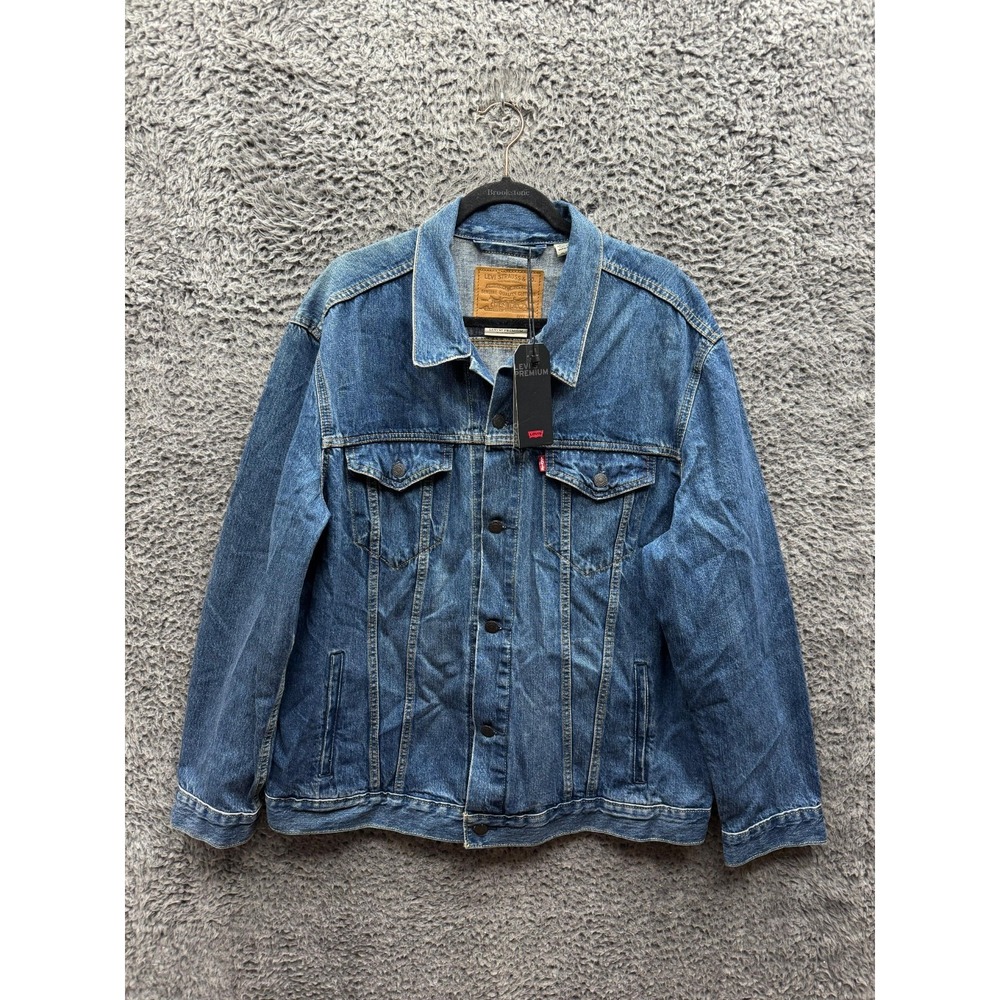 NWT Levi's Premium Tencel Denim Trucker Jacket Dark Wash Indigo Mens Size XXL
